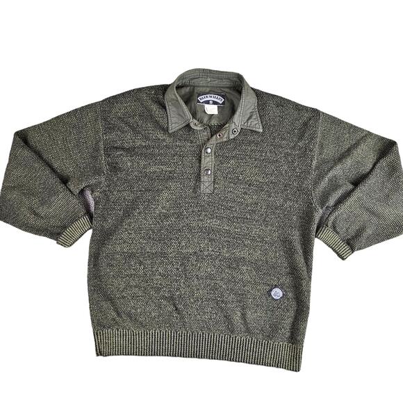 Blue Willi's Mens Sweater Pullover Knit Cotton Granpa Winter Army Green Small